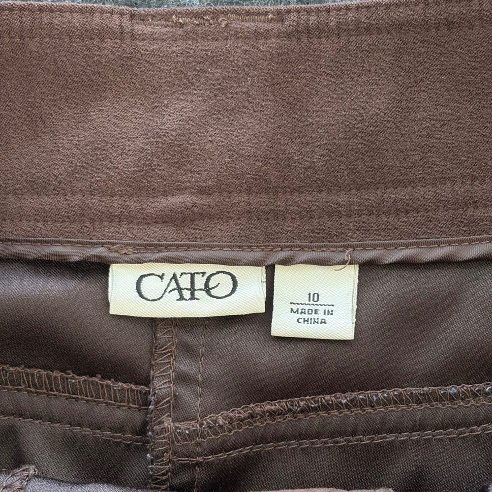 Vintage Boho Chocolate Brown Faux Suede Flare Midi CATO Skirt Womens Size 10 - Picture 5 of 10